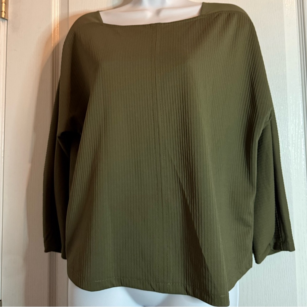Zara Woman Ribbed Green Blouse 💚 - Picture 1 of 5